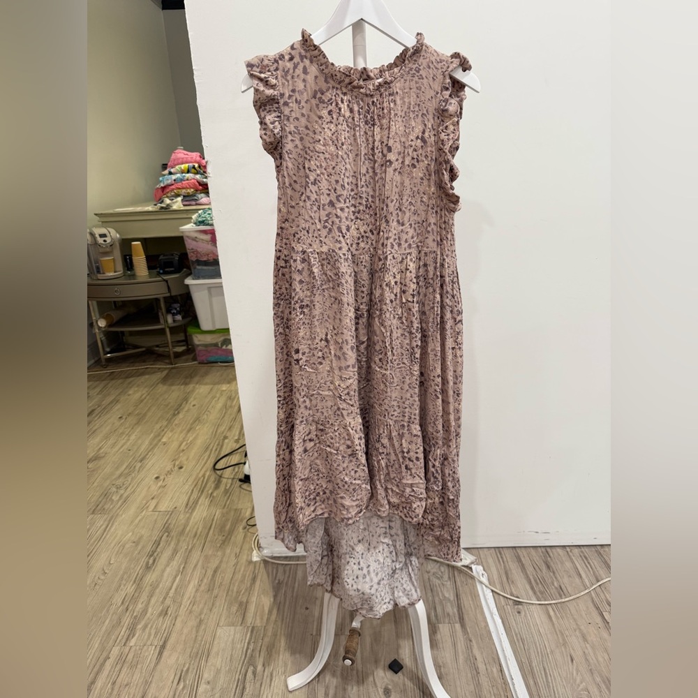 Karlie Beige and Brown Ruffled Top